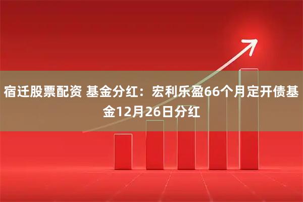 宿迁股票配资 基金分红：宏利乐盈66个月定开债基金12月26日分红